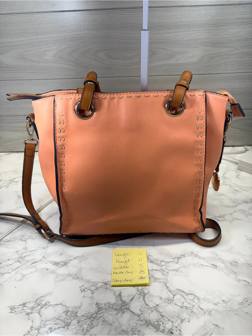 Simply Noelle Peach Tote with Tan Handles
